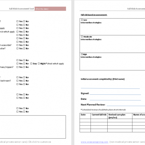 Fall Risk Assessment Tool Download and Customize | Wise Caregiving