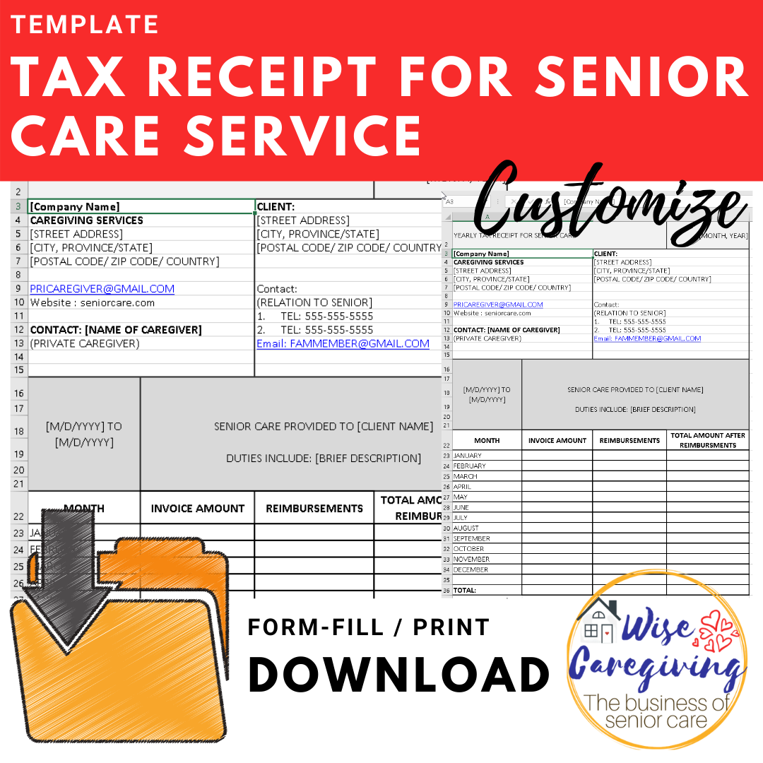 Tax Receipt for Senior Care Template Template Wise Caregiving